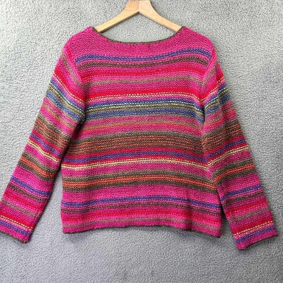 SIGRID OLSEN SPORT Sweater Womens L Large Pink Striped Pullover Casual Multi - Picture 8 of 11